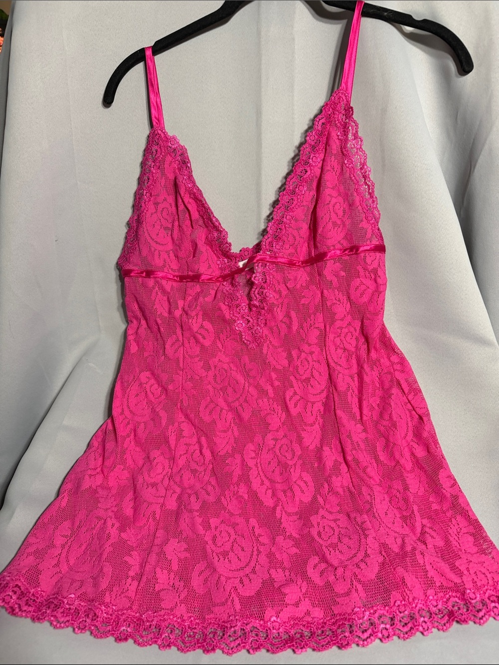 Victoria's Secret Fuchsia Lace Chemise Slip